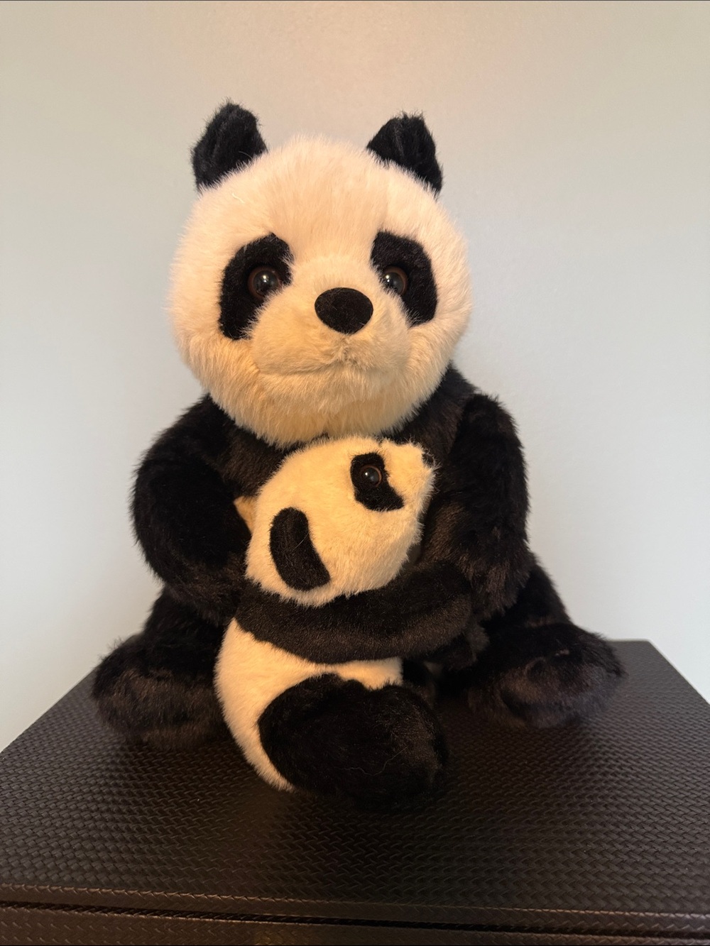 Plush Panda Parent and Baby Cuddly Toy - Black and White